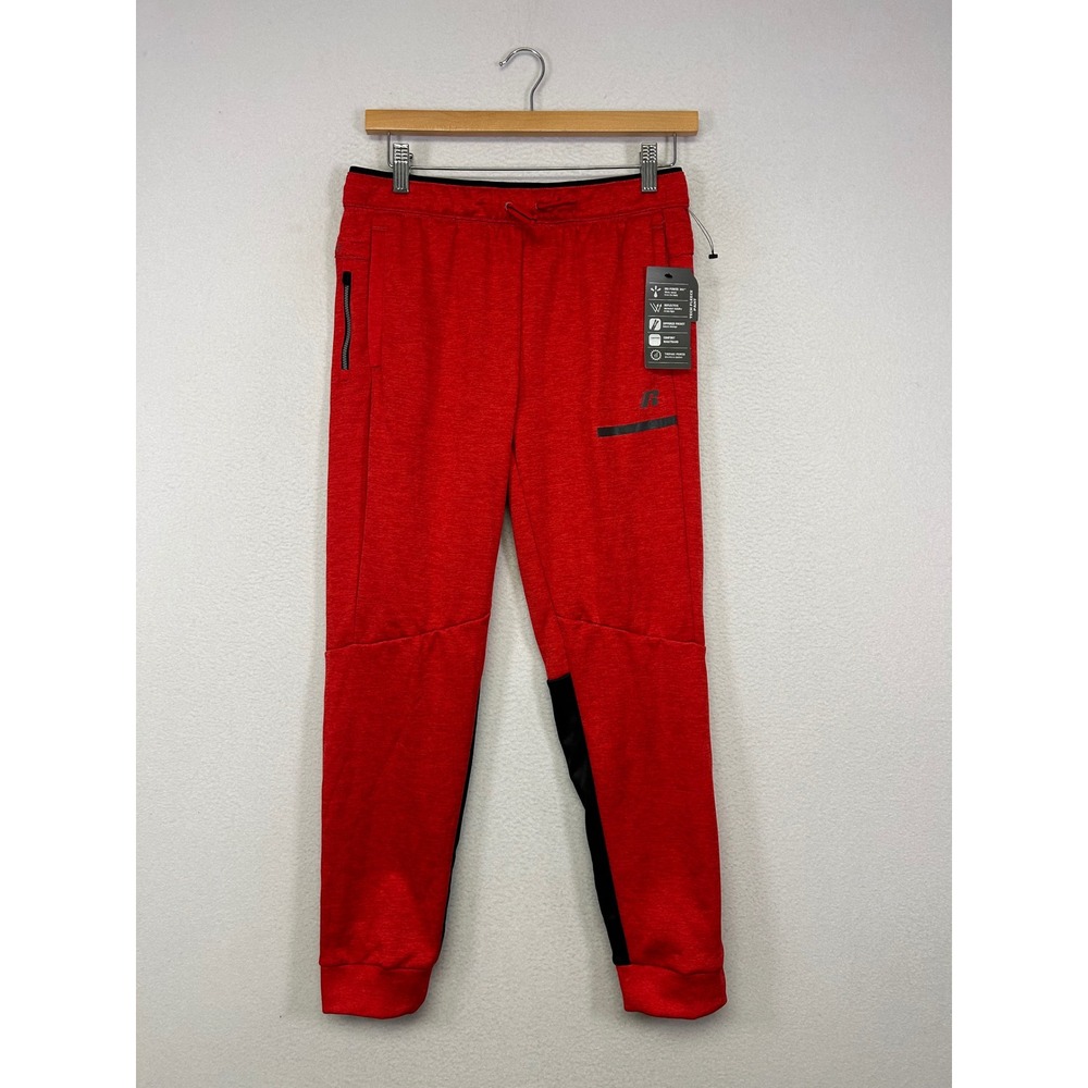 Athleisure Russell Boys XL Red Tech Fleece Dri-Power Jogger Pants Zipper Pockets